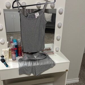 Gray Cami Large Top and Medium Shorts